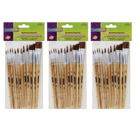 Creativity Street Watercolor Brushes, Assorted Sizes, PK36 PAC5136